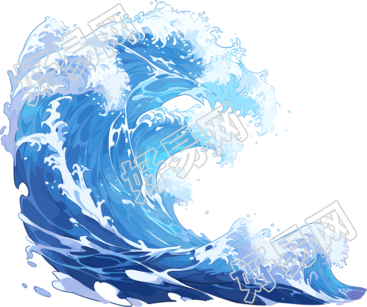 蓝色海浪插画设计元素