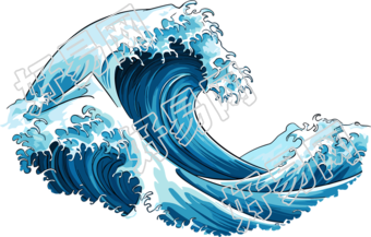 蓝色海浪插画