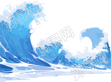 蓝色海浪插图
