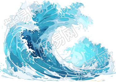 蓝色海浪动画风格素材