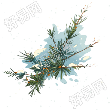松枝积雪素材