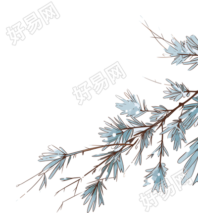 松枝积雪插画