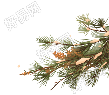 松枝雪花飘落插图