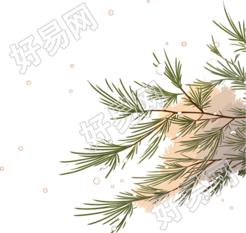 松枝积雪透明背景插图