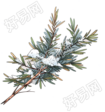 松枝积雪商业设计元素