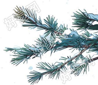 松枝积雪简约设计元素