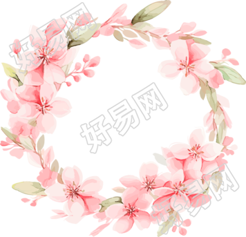 粉色花环边框素材