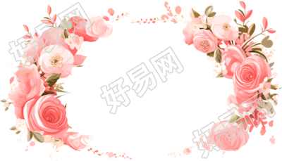 粉色花环边框可商用插图