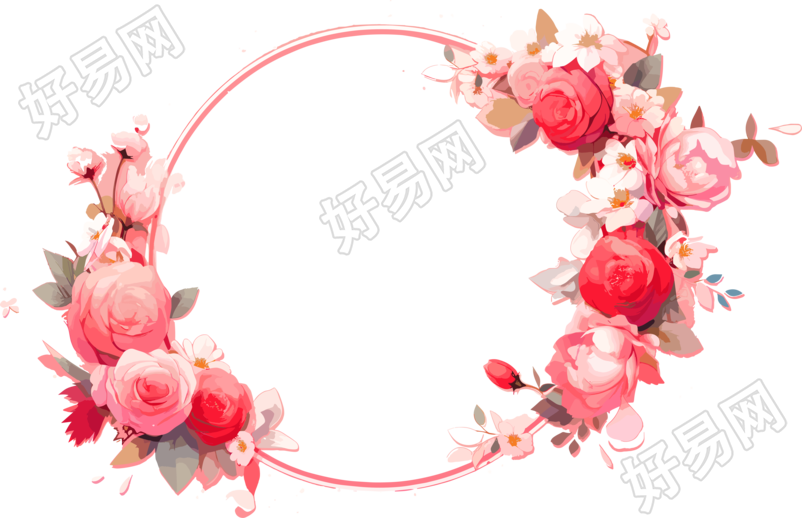 粉色花环透明背景素材