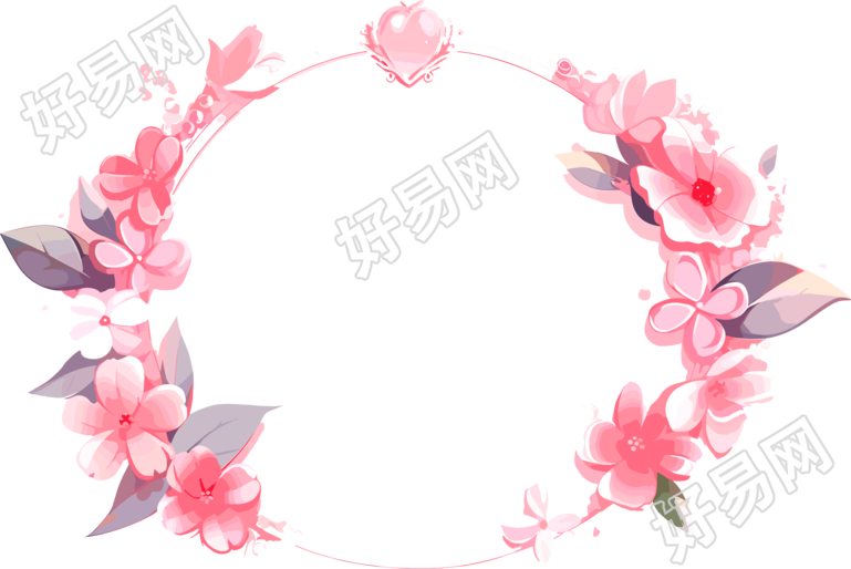 粉色花环商业设计元素