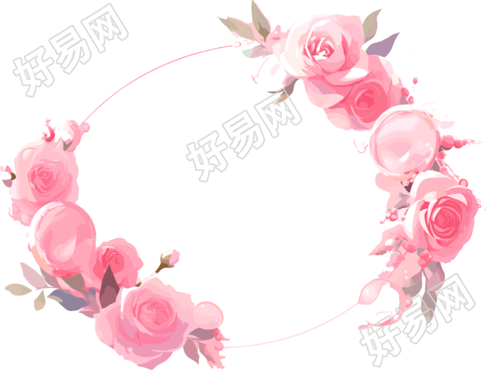 粉色花环商用插画素材