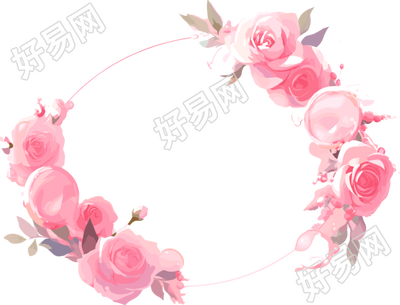 粉色花环商用插画素材