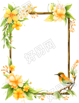绿色边框小鸟可商用素材