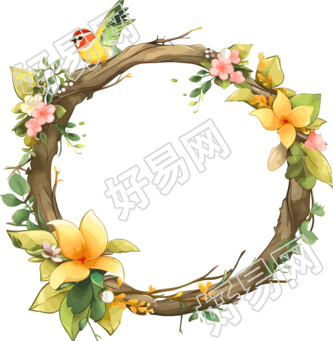 绿色边框木质框架素材