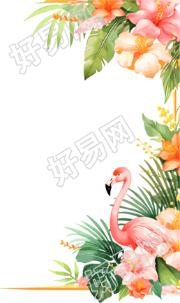 绿色边框火烈鸟素材