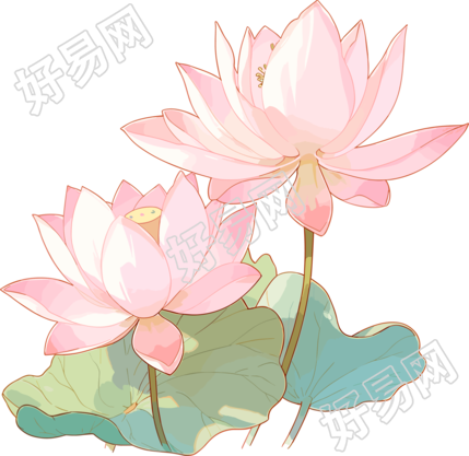 莲花简约儿童插画