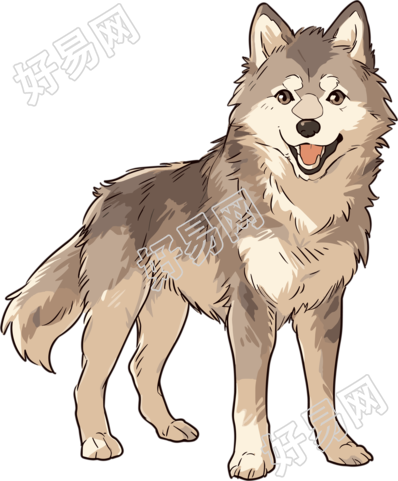 卡通狼简笔画风格素材