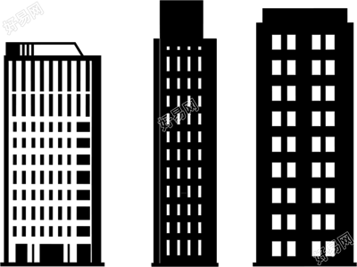 建筑剪影透明背景插画