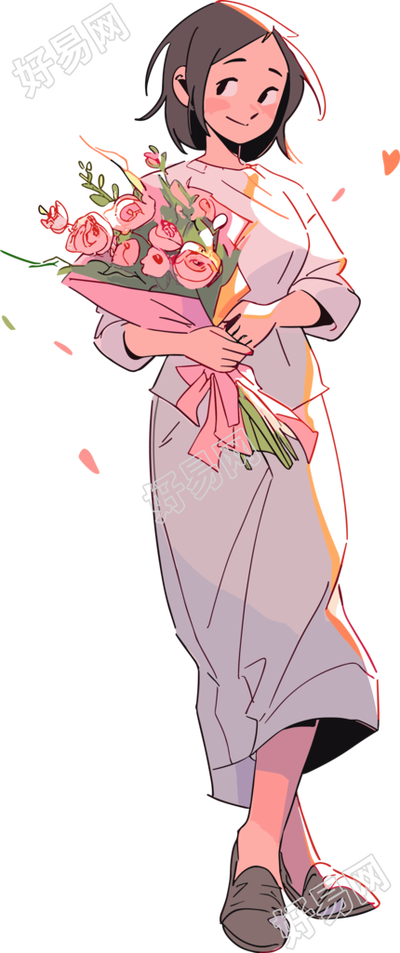 教师节卡通女老师花素材