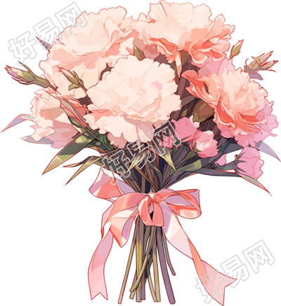 教师节卡通康乃馨花束插画