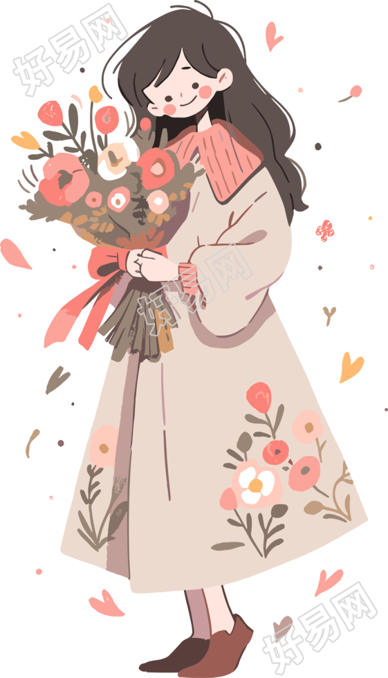 教师节卡通女老师高清花束素材
