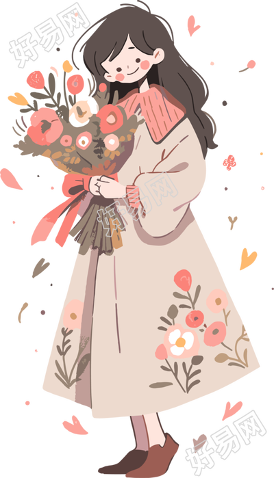 教师节卡通女老师高清花束素材