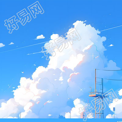 蓝天背景动漫风格插画