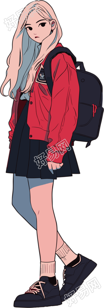 卡通学生透明背景插画