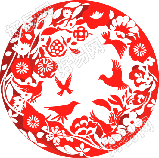 红色剪纸创意图形素材