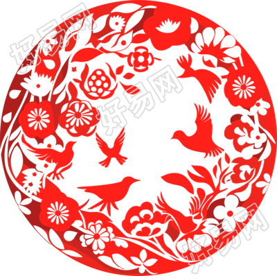 红色剪纸创意图形素材