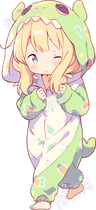 睡衣女孩透明背景插图