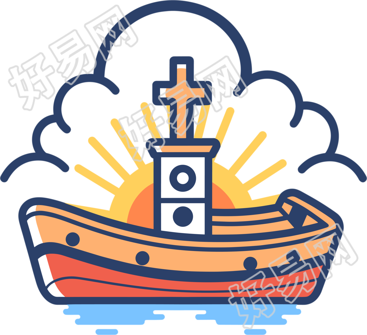 帆船透明背景设计插画