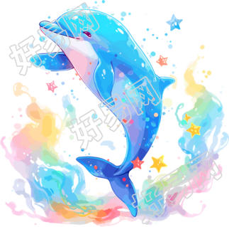 海豚彩色插画