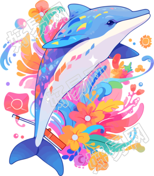 海豚插画设计元素