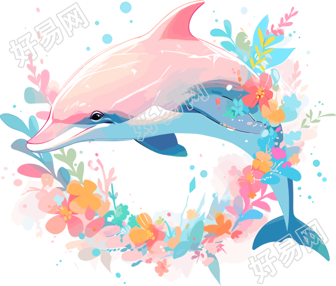可爱海豚插画设计素材