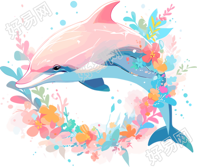 可爱海豚插画设计素材