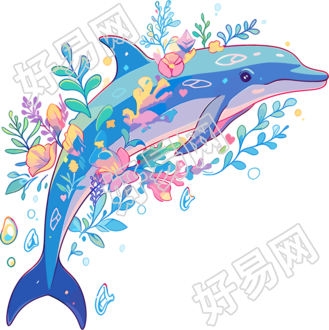 可爱海豚插画元素