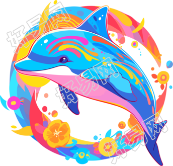可爱海豚海洋插图设计