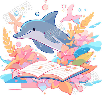 可爱海豚创意设计元素PNG插画