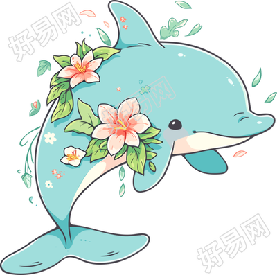 可爱海豚彩色插图