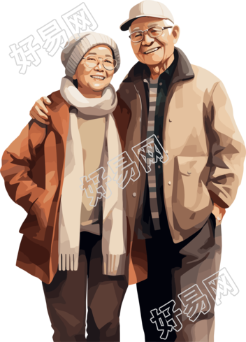 亚洲老夫妇商业设计图形素材