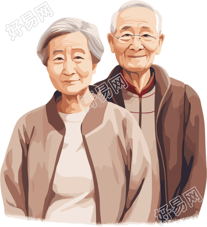亚洲老夫妇创意设计素材
