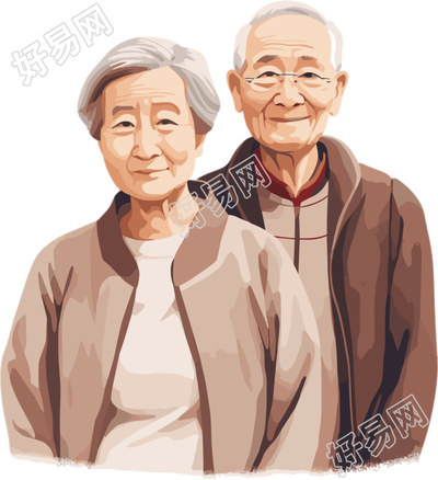 亚洲老夫妇创意设计素材