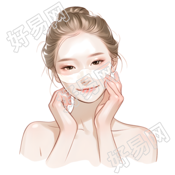 女性护肤简约插画