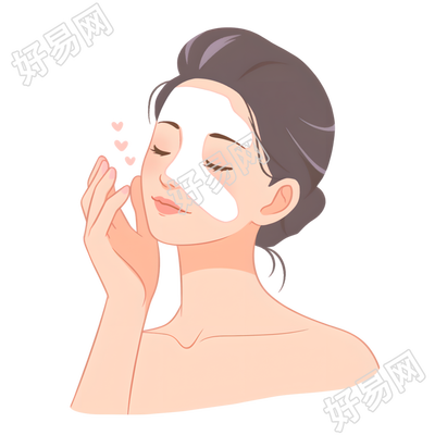 女性护肤敷面膜插画