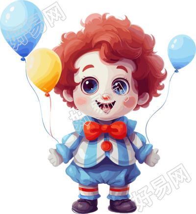 卡通小丑搞怪插画