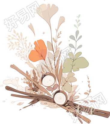 中草药素材PNG插画