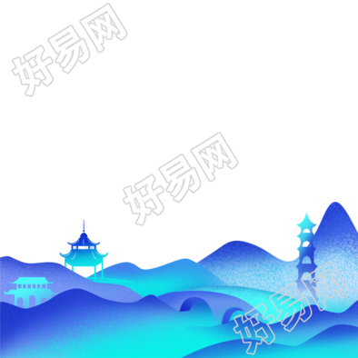 文化传承古建筑剪影创意元素