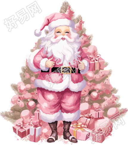 粉色圣诞老人商用设计元素