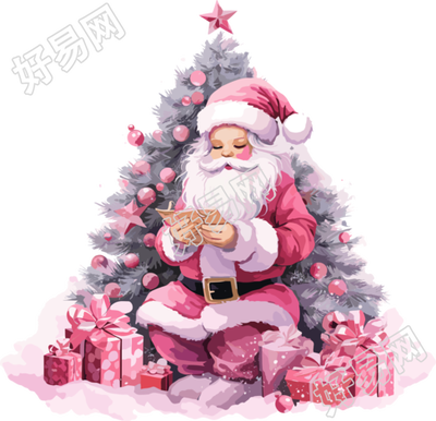 粉色圣诞老人PNG元素